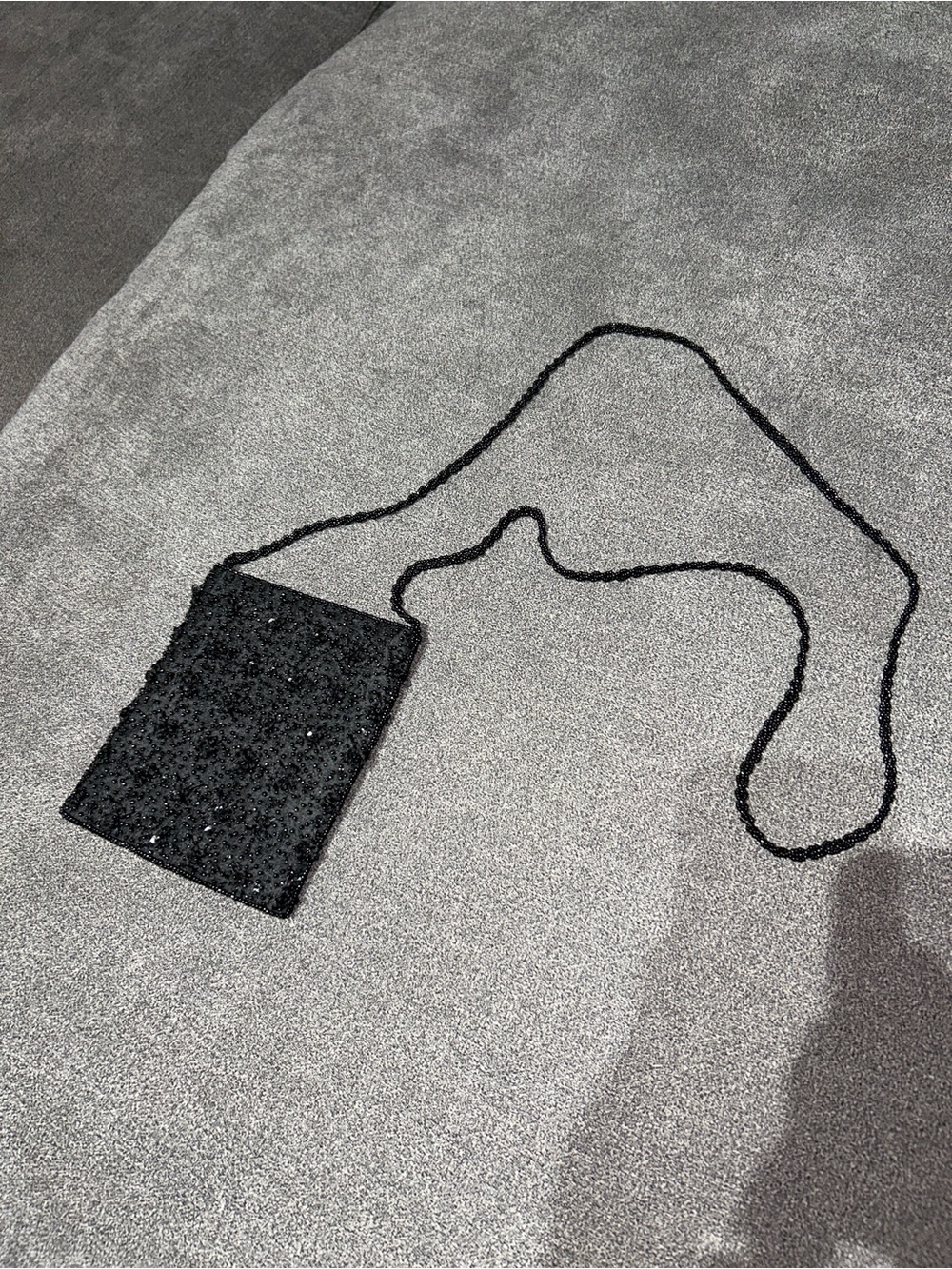 Black Vintage Beaded Square Crossbody Bag